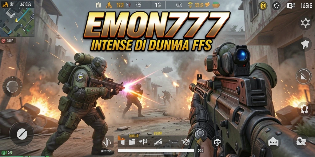 Tampilan gameplay seru dari EMON777 dalam aksi pertempuran FPS.