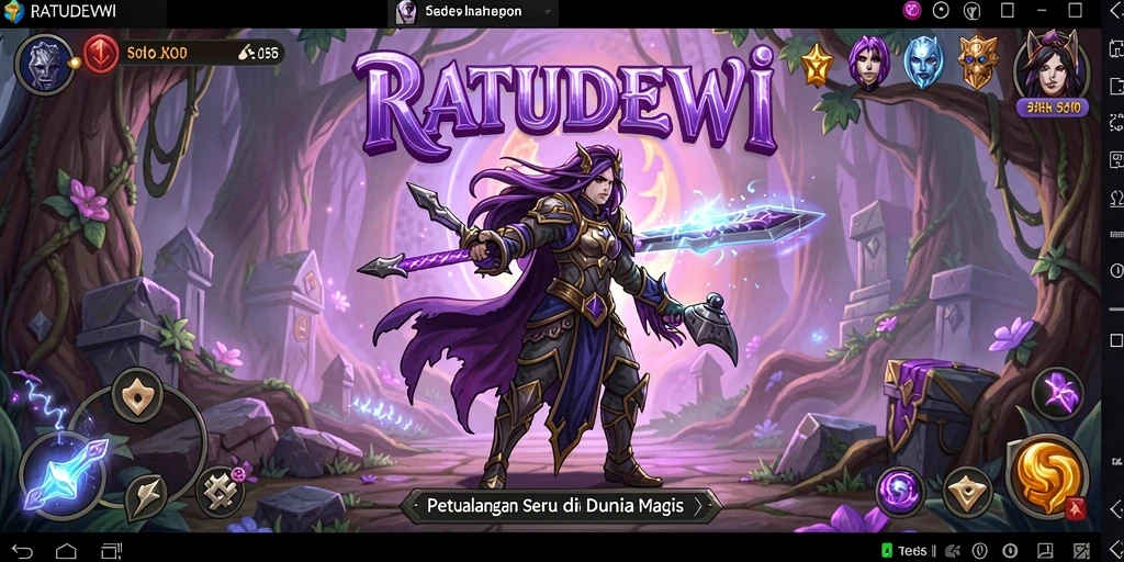 Screenshot gameplay RATUDEWI menunjukkan petualangan seru di dunia magis.