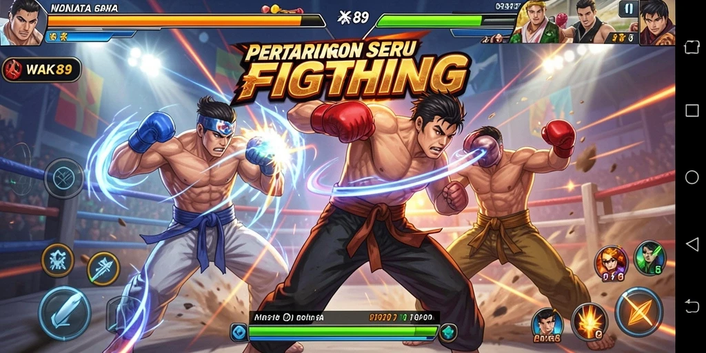 Tampilan menarik dari gameplay <strong>WAK89</strong> dengan karakter berjuang di arena.