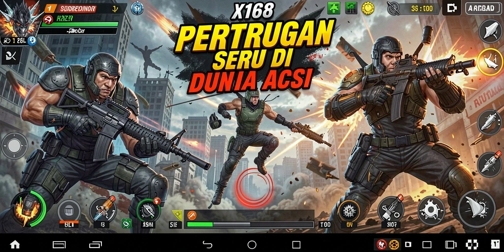 Tampilan penuh aksi dari gameplay X168 yang menegangkan dan seru.